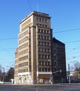 scyscraper at the Albertplatz square