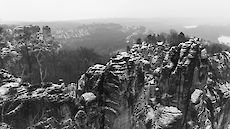 sand stone rocks in winter