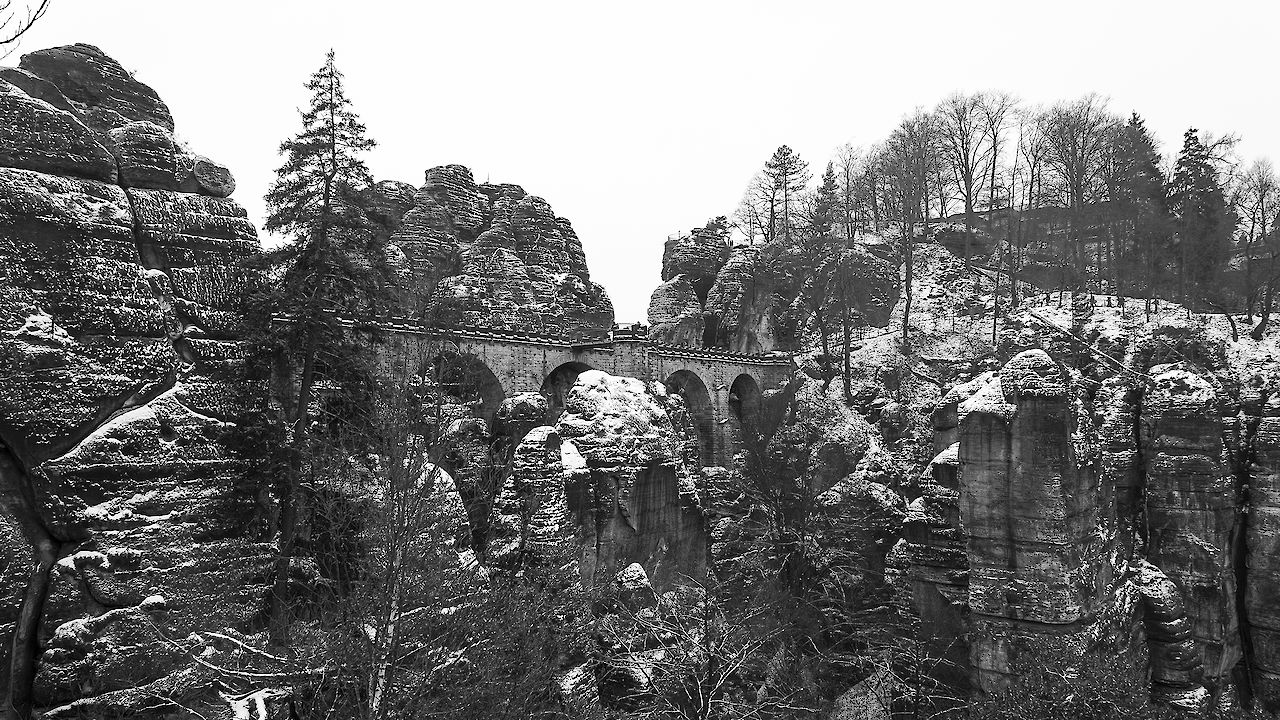 Basteibrücke im Winter