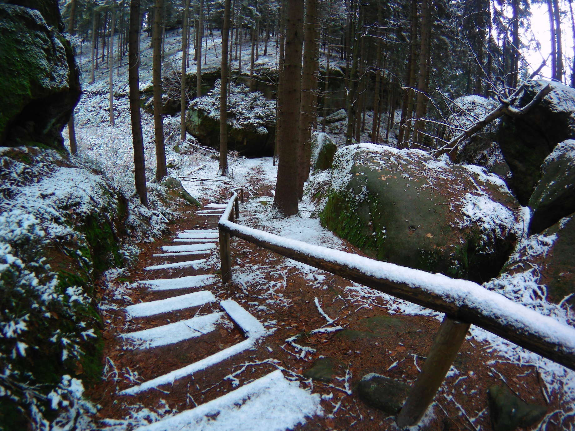 way down to the "Dachshöhle"- a small cave along the trail